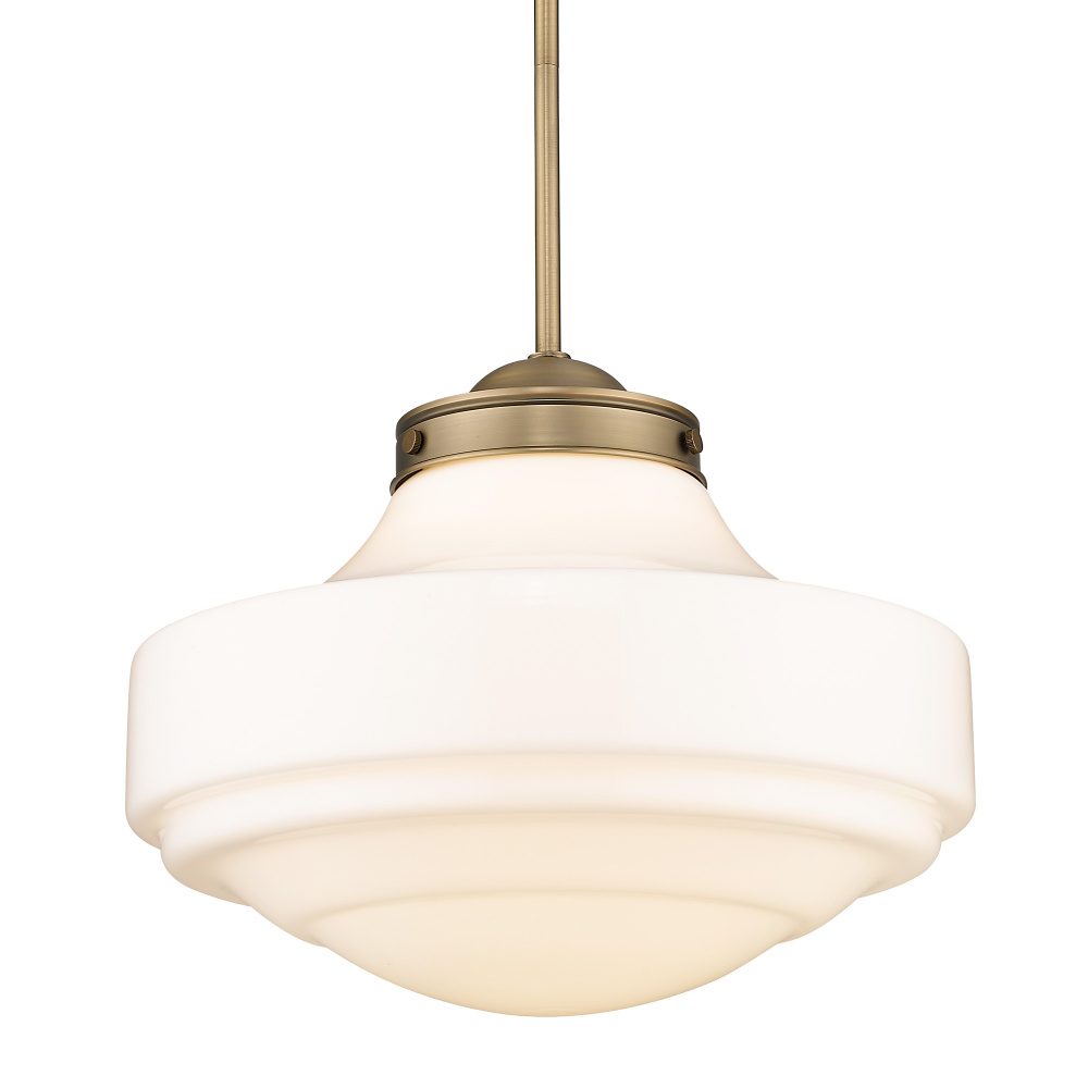 Golden Lighting Ingalls 1-light 16in Pendant in Modern Brass and Vintage Milk Glass